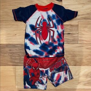 Marvel Spider-Man Kids Rashguard Set - Red, Blue, and White